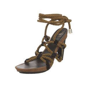 DVF Diane Von Furstenberg Gold rope tie gladiator Heels size US 6